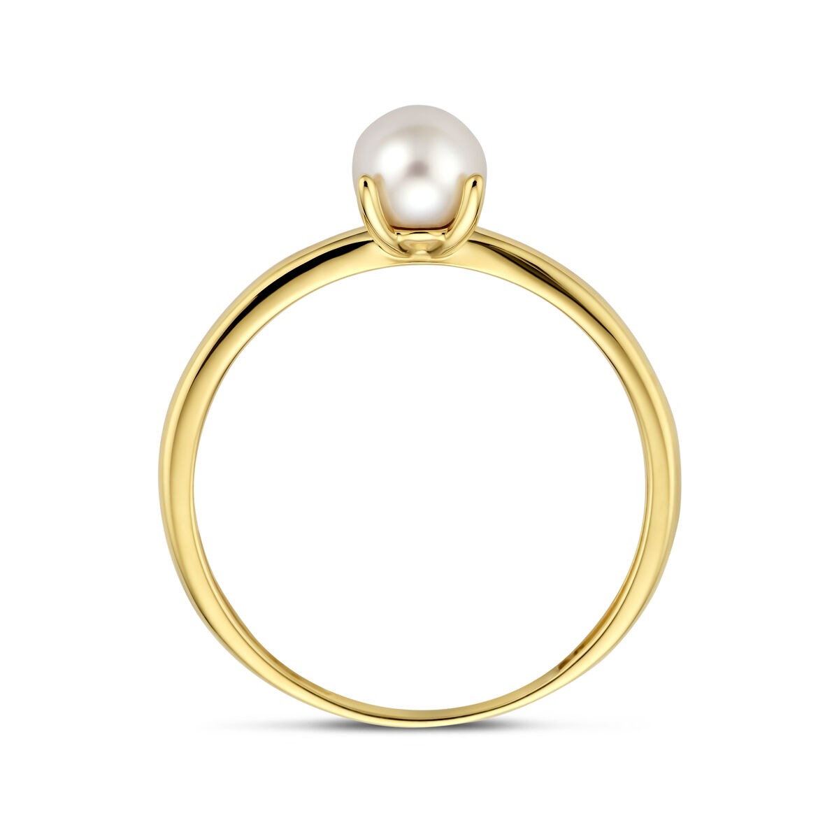 Bague pour femme en or jaune 14k avec perle blanche – 5 mm