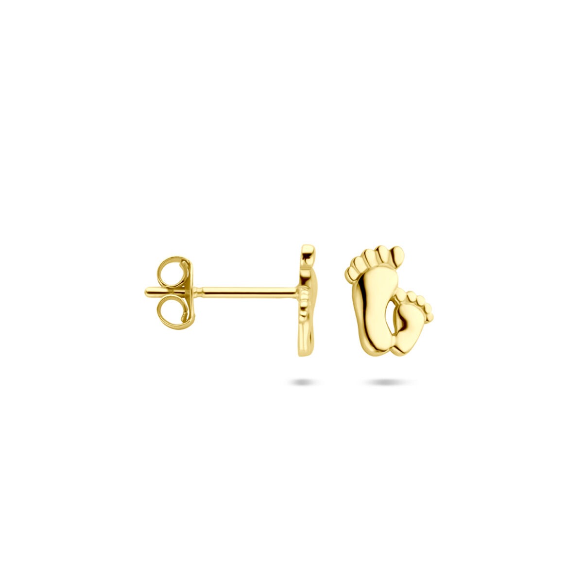 Puces d'oreilles en or jaune 14k en forme de petits pieds