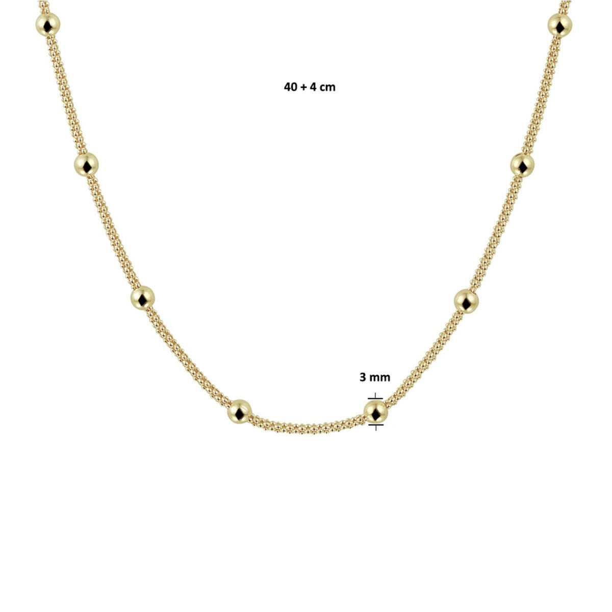Collier en Argent Plaqué Or avec Boules – 3 mm