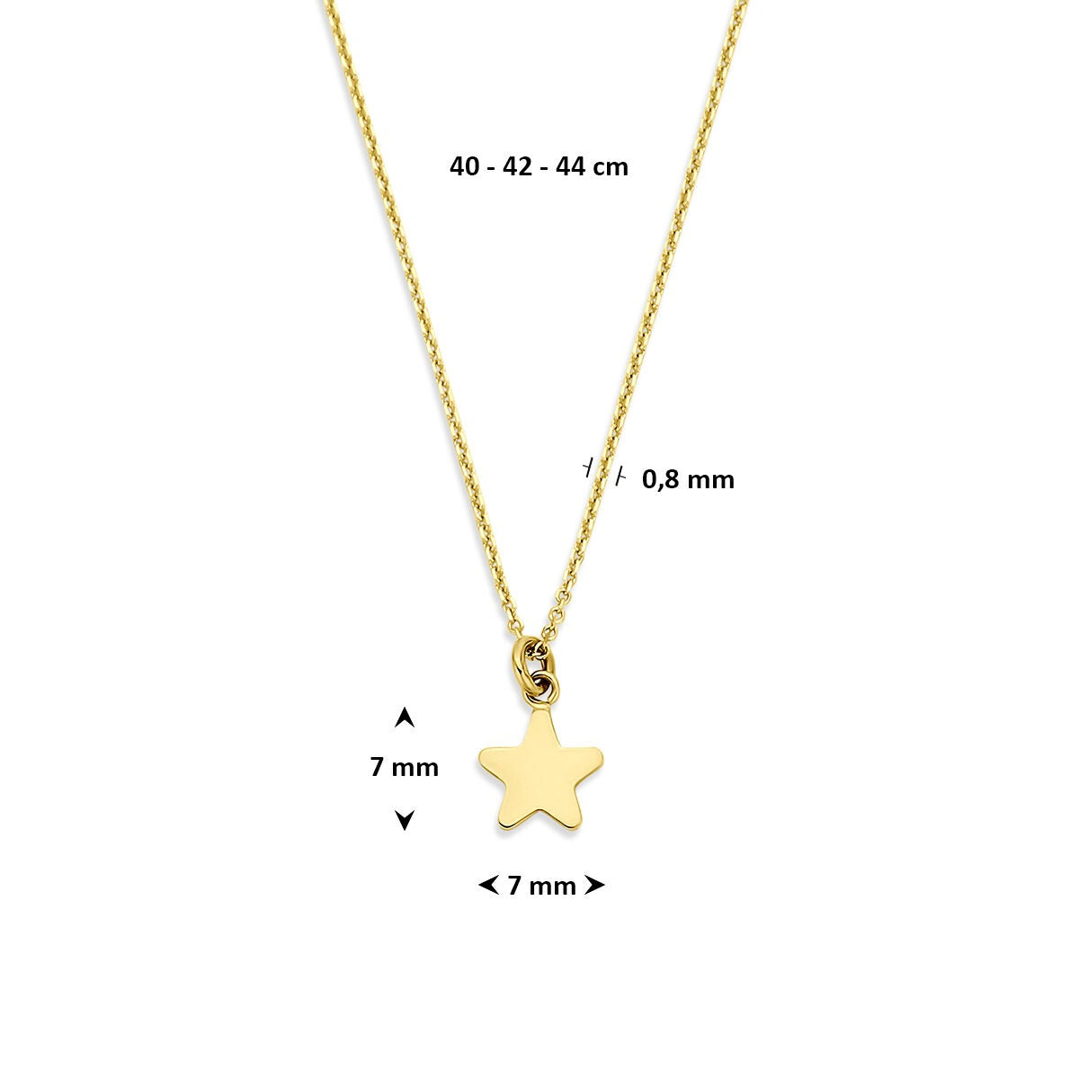 Collier en or jaune 14k avec étoile