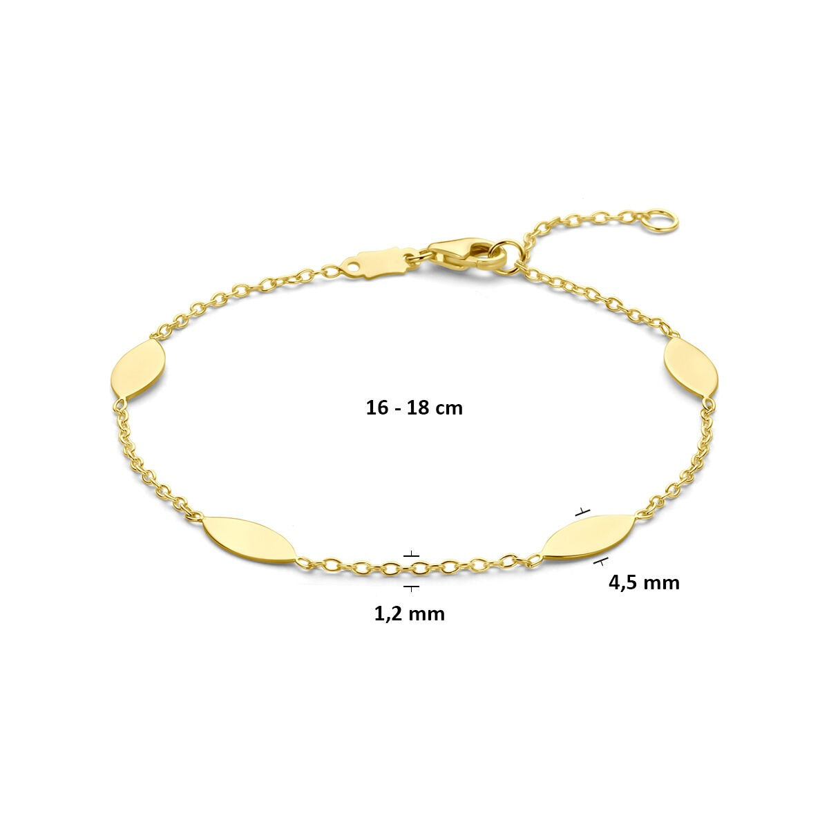 bracelet 16 - 18 cm or jaune 14K