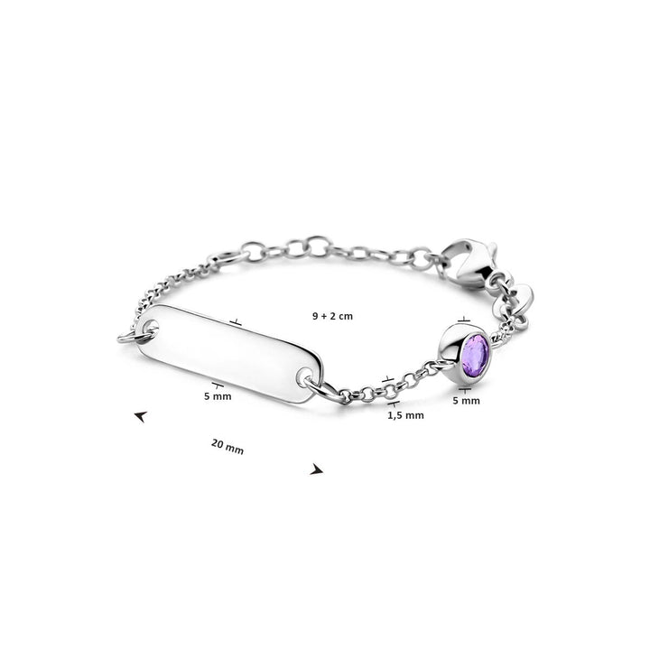 Gerhodineerde 925 zilveren kinder graveerarmband met amethist