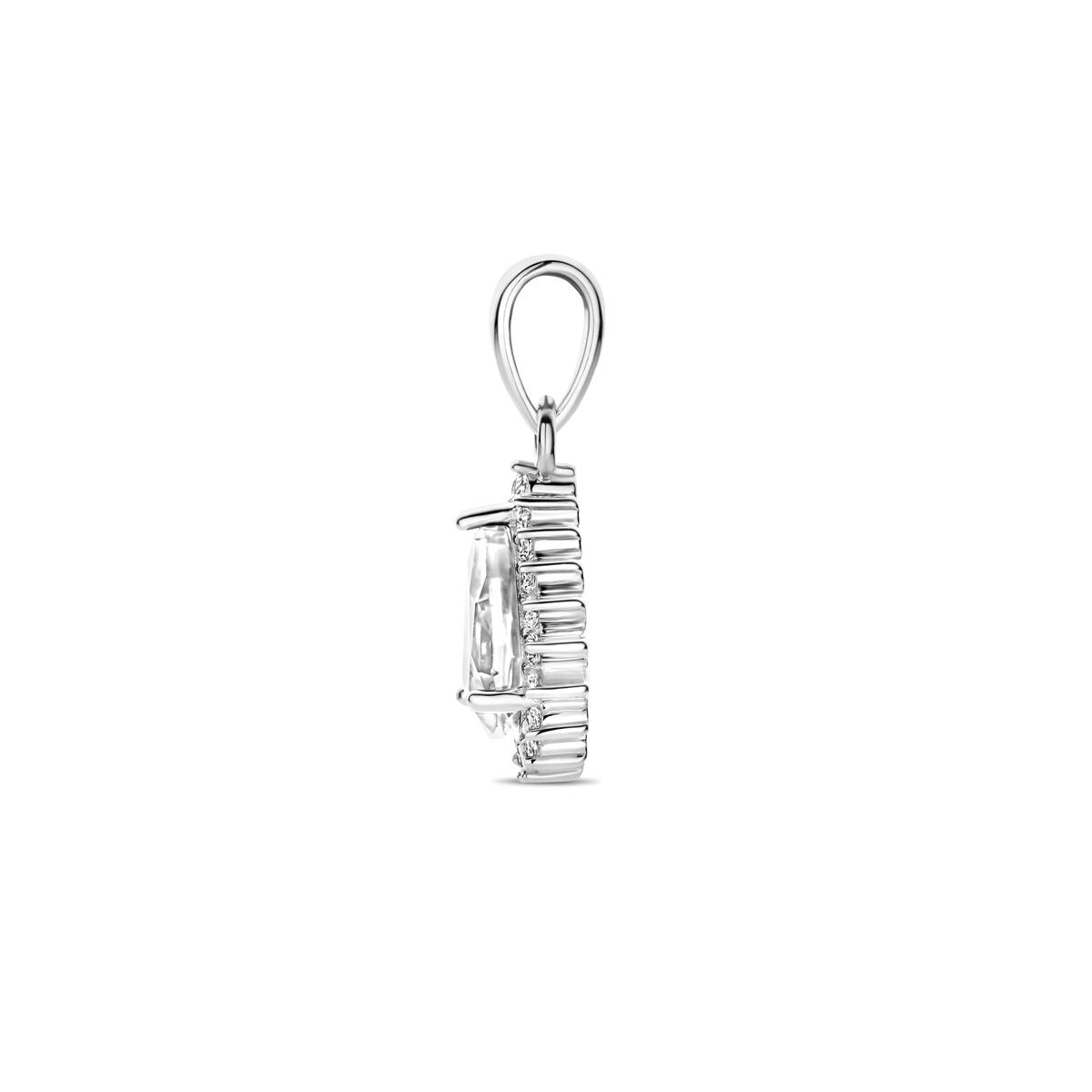 Pendentif en argent – zircon en forme de poire en entourage