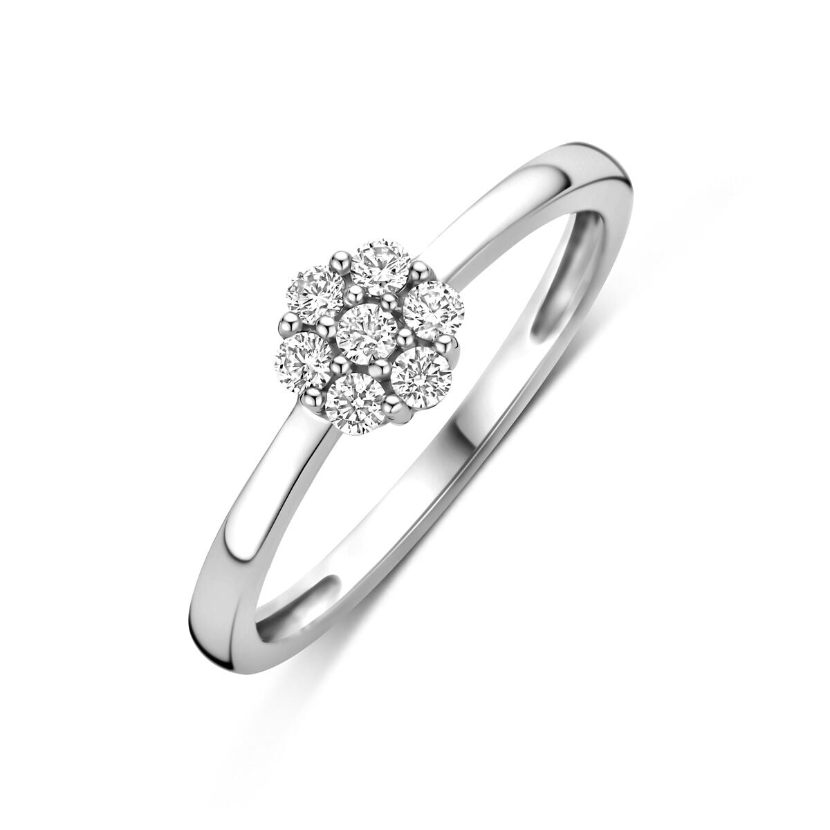 Bague en argent pour femme avec un solitaire en zirconium de 6 mm.