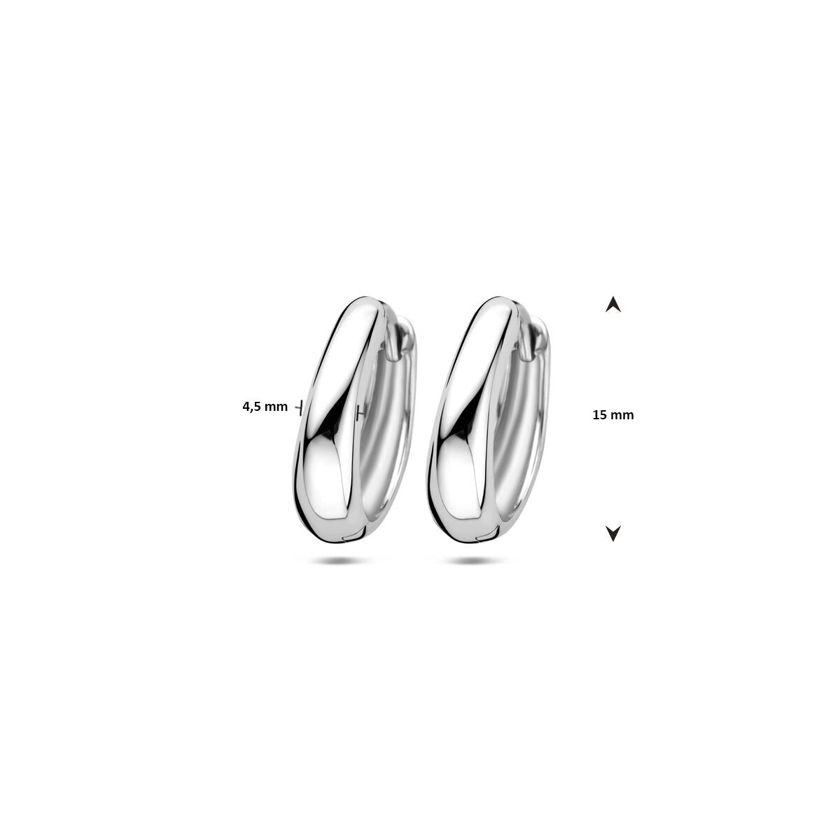 Créoles en argent pour femme – rhodié argent 925, 15 mm