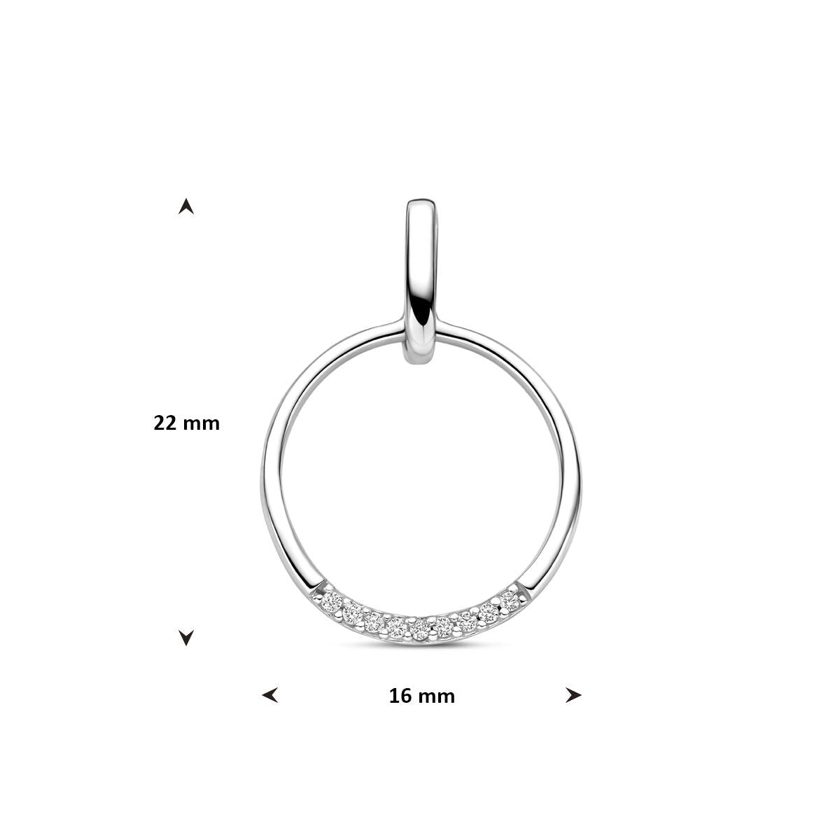 Pendentif en argent rhodié avec zircone 22 mm