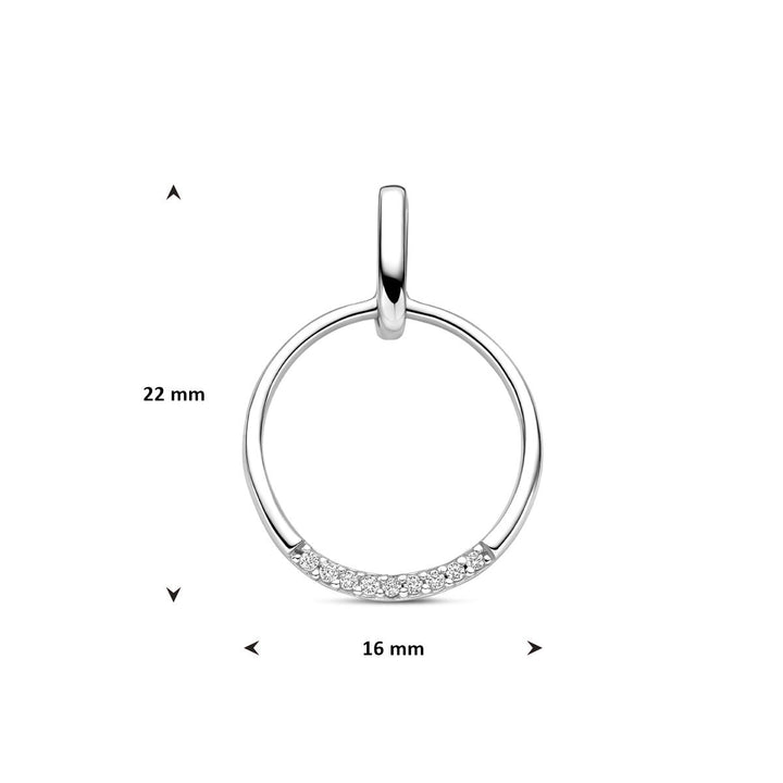 Gerhodineerd zilveren hanger met zirkonia 22 mm