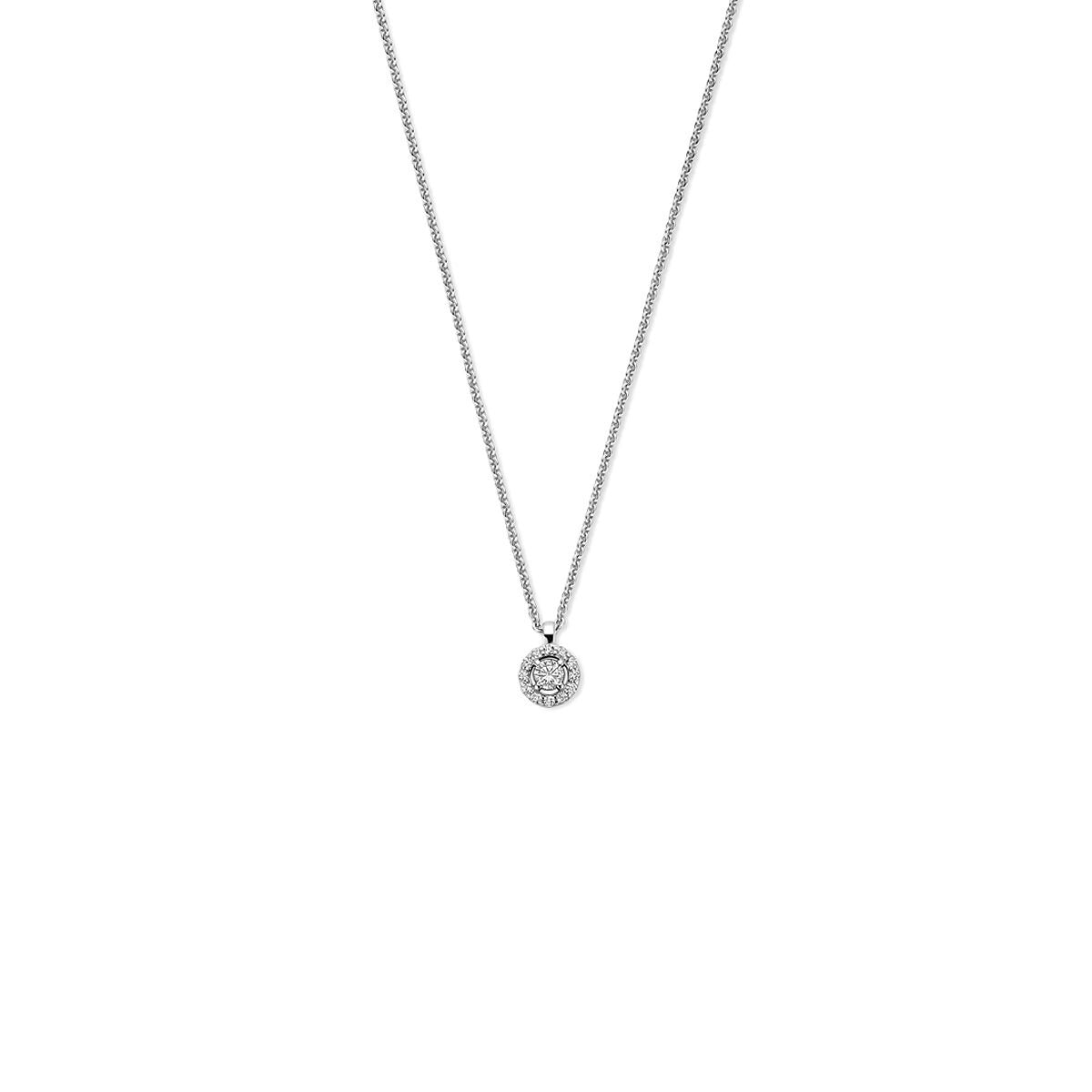 Collier en argent rhodié 925 avec un pendentif en zirconium.