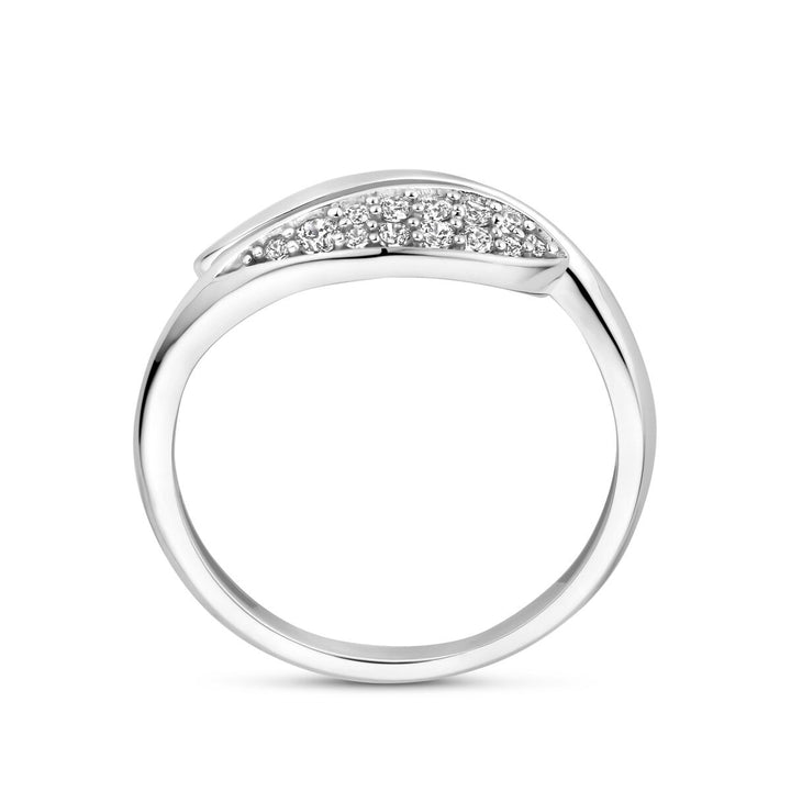 Zilveren ring met zirkonia in rijzetting – gerhodineerd 925 zilver, 8,5 mm breed