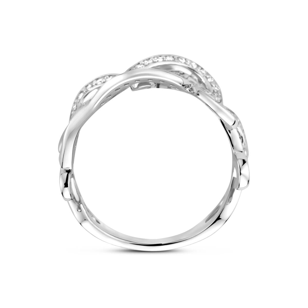 Bague entourage en argent rhodié avec zircone 16.5mm