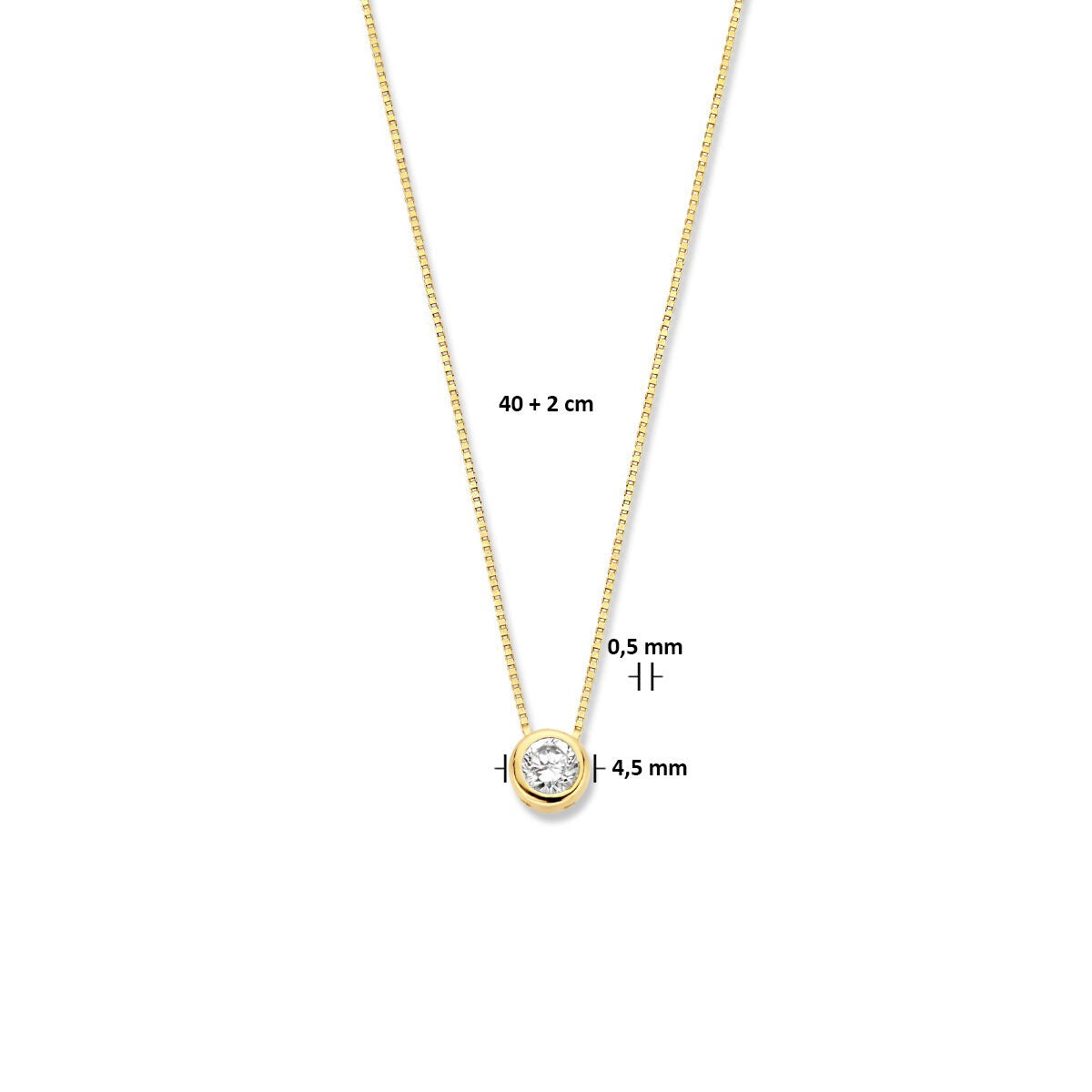 Collier en or avec zircone – maille vénitienne 14k