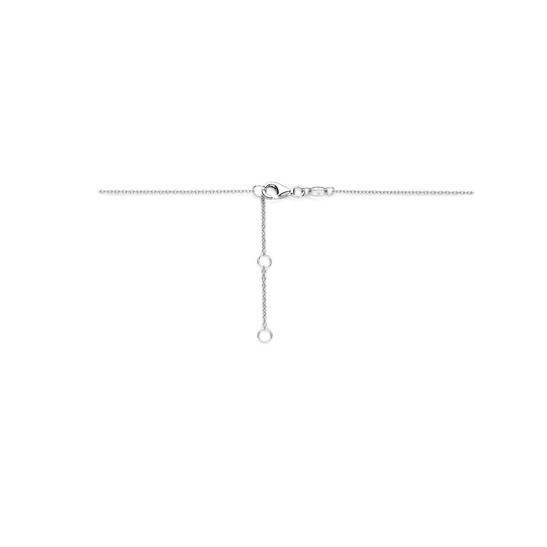 Zilveren collier met zirkonia hanger – gerhodineerd dames collier in solitaire stijl