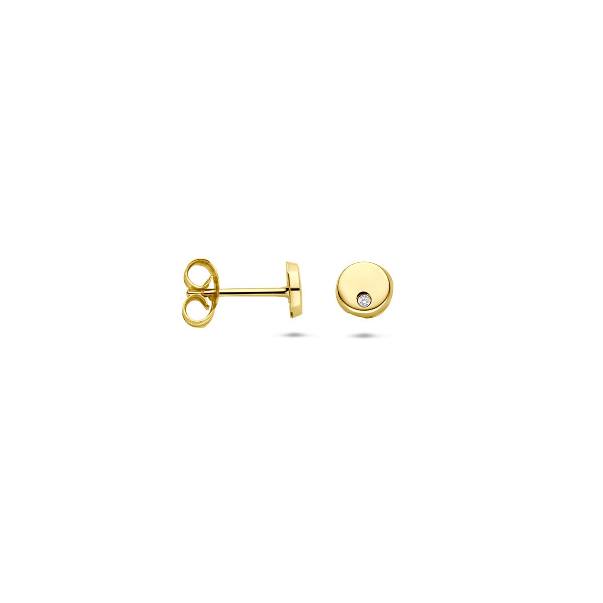 puces d'oreilles en or jaune 14k avec zircone en sertissage 4,5 mm