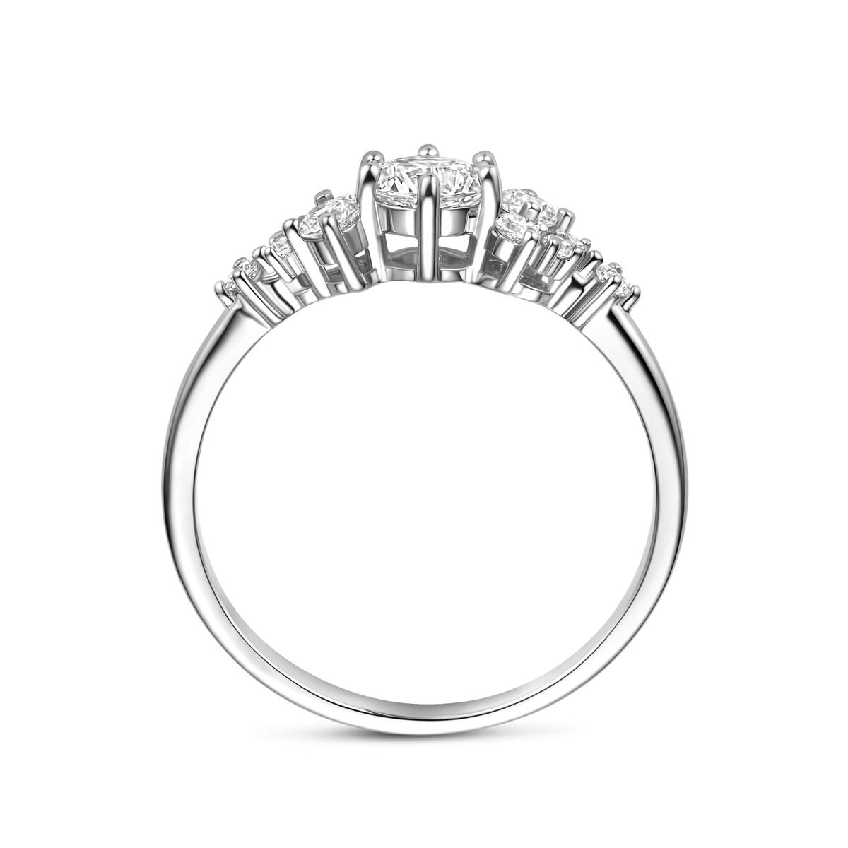 Bague en Argent 925 Rhodiée avec Zircone 6 mm