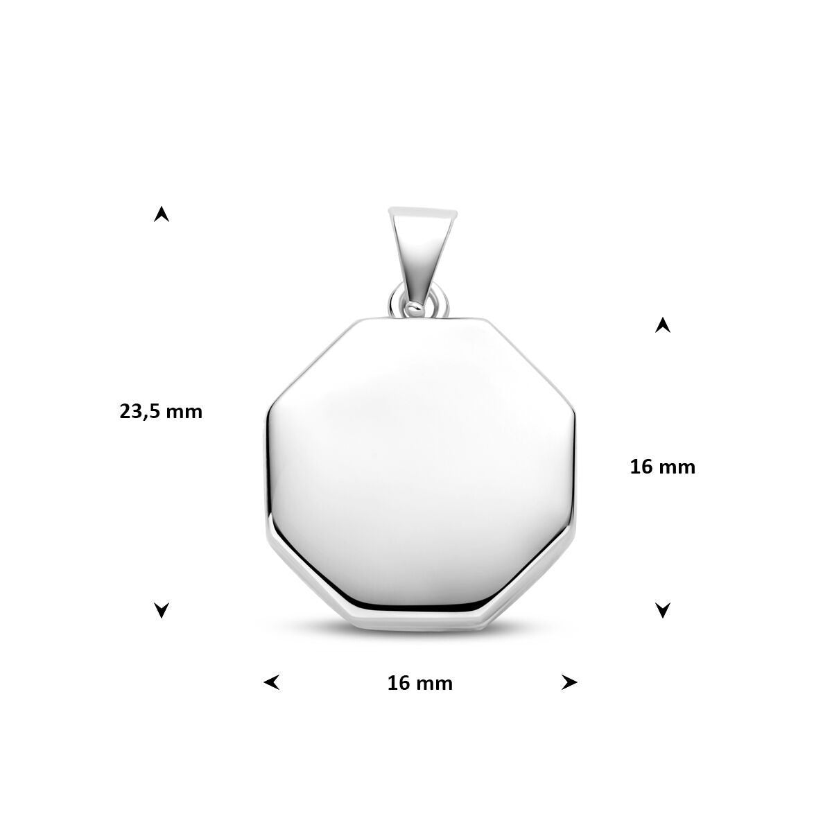 Médaillon octogonal en argent 925 rhodié