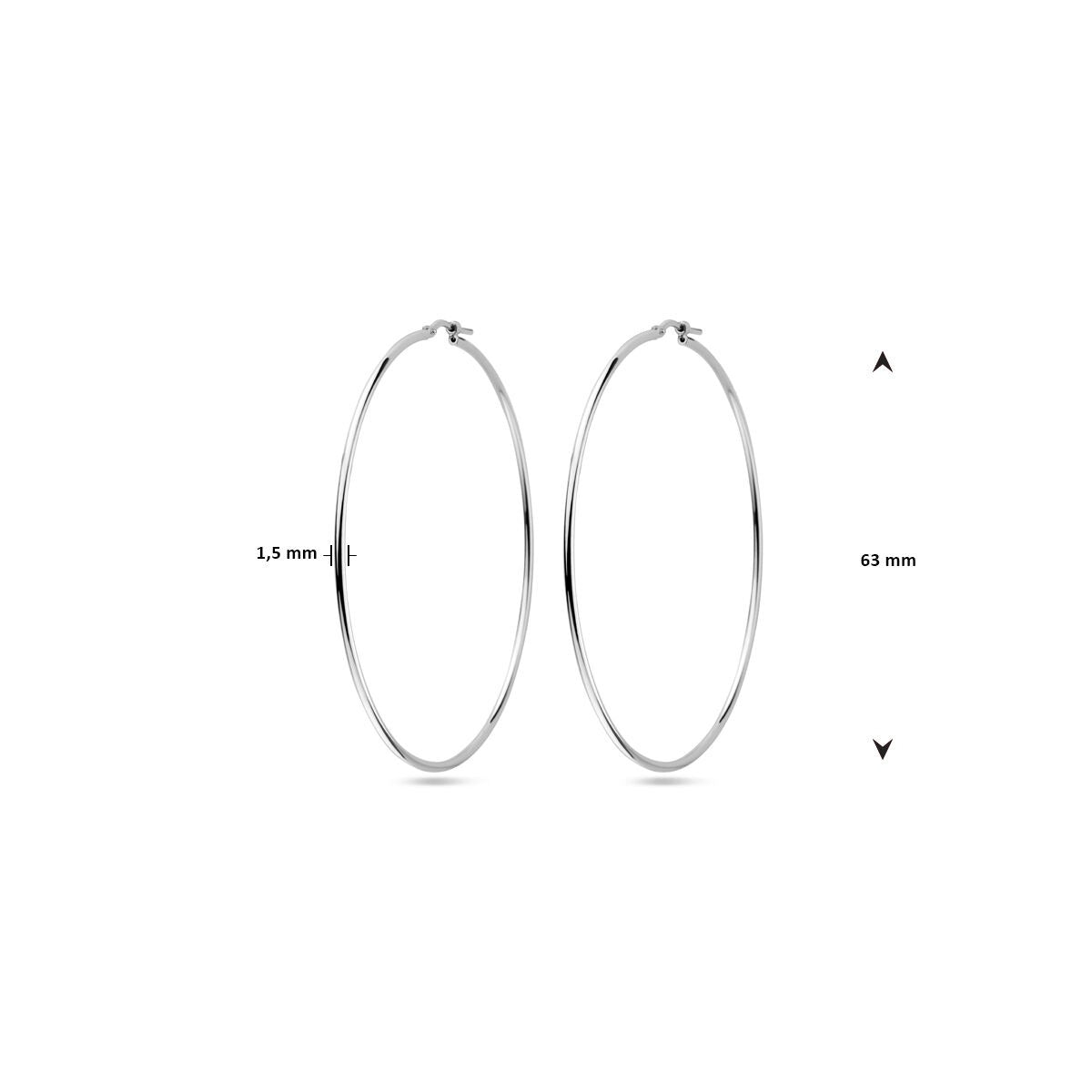 Boucles d'oreilles pour femme en argent rhodié avec fermoir à charnière