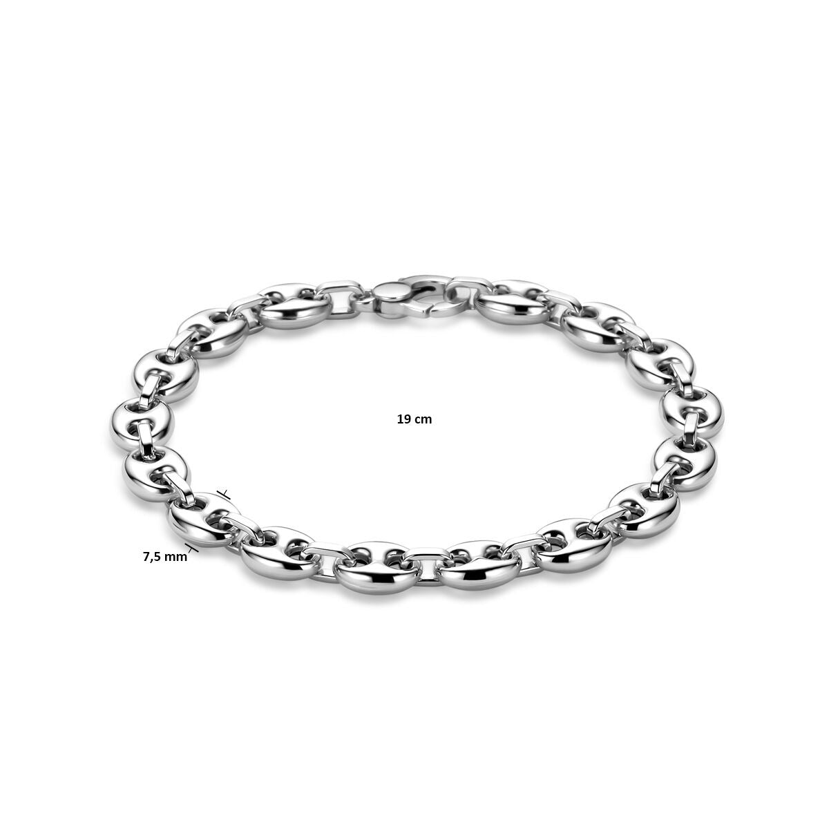 Bracelet en argent rhodié avec maillon en forme de grain de café