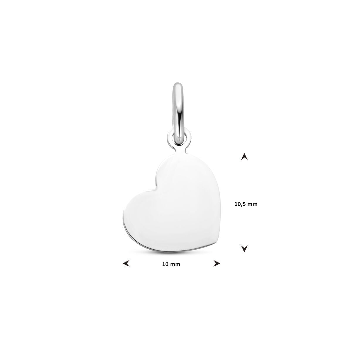 pendentif en forme de cœur 10,5 mm argent rhodié