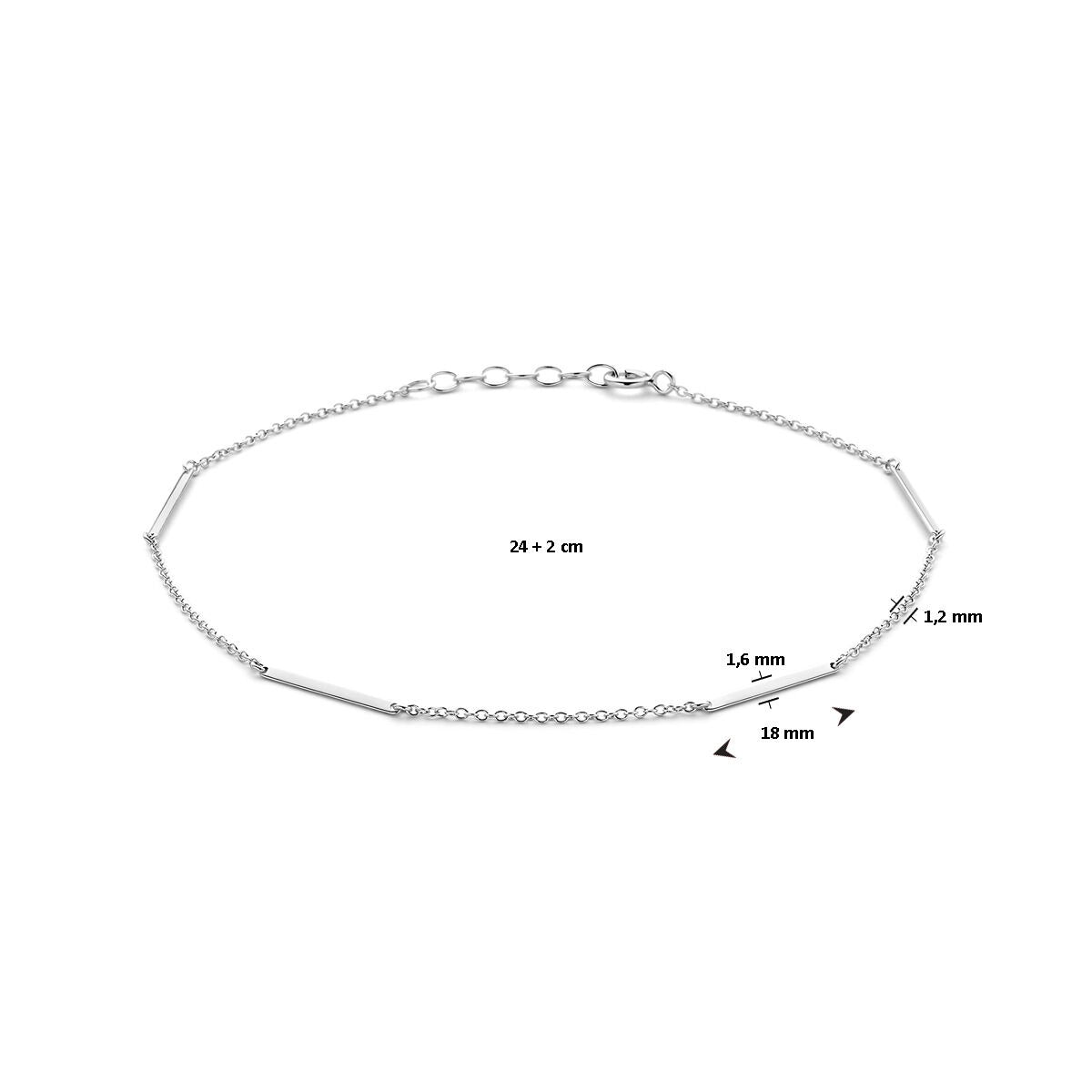 Bracelet de cheville en argent rhodié avec médaillons