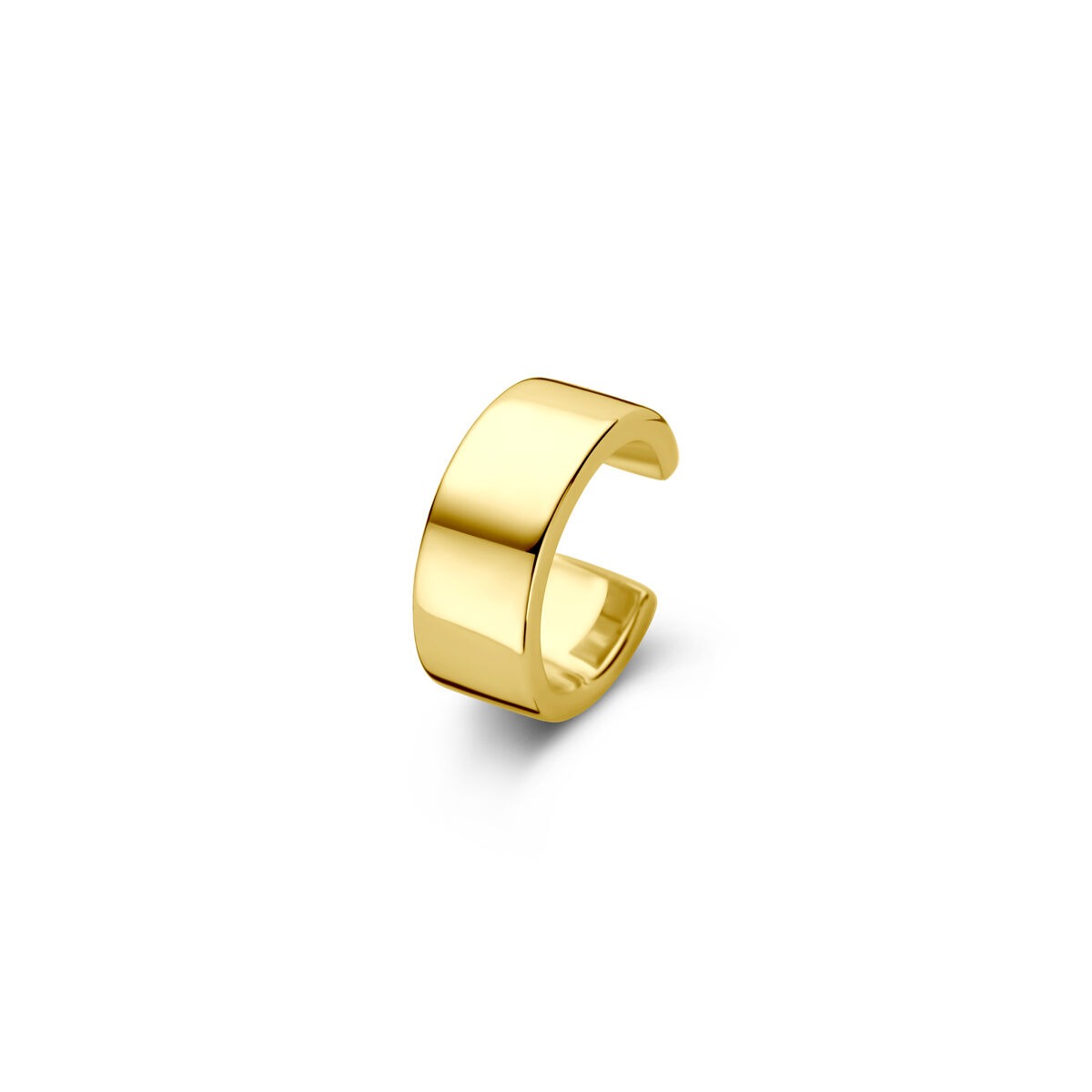 Boucle d'oreille en argent doré, de forme ouverte et lisse.