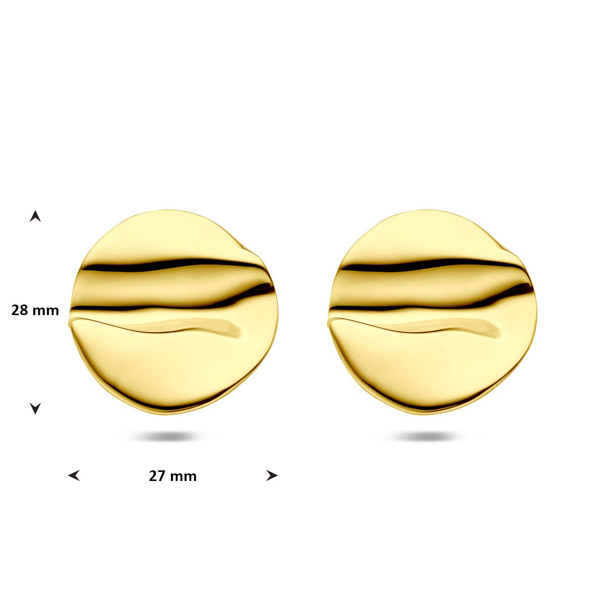Puces d'oreilles en acier couleur jaune 28x27mm