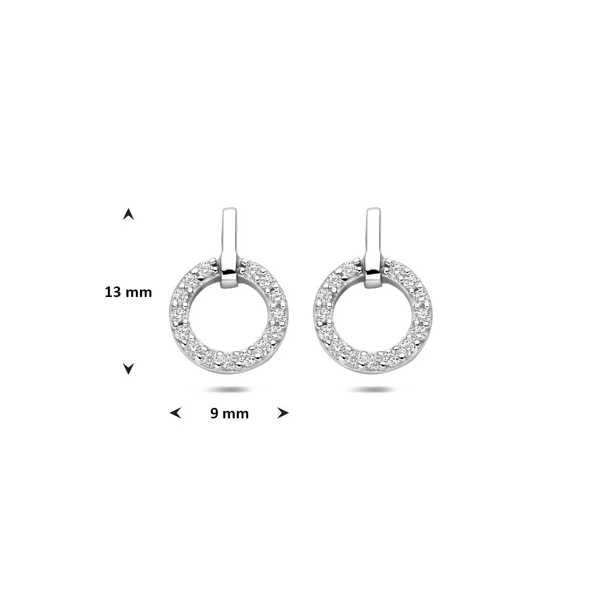 Puces d'oreilles en argent avec entourage en zircone 13 mm