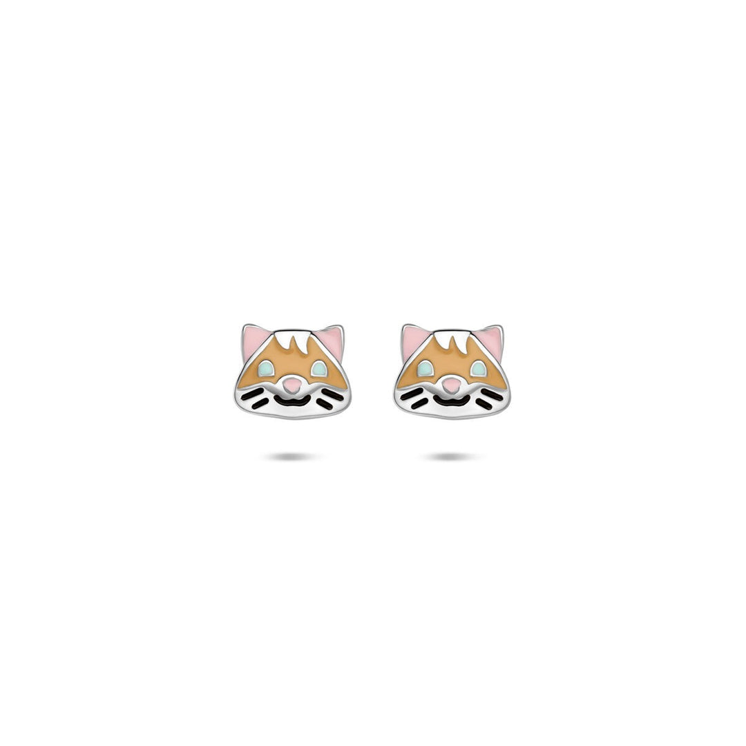 Zilveren kinder oorknoppen met emaille hamster – 5 x 6 mm