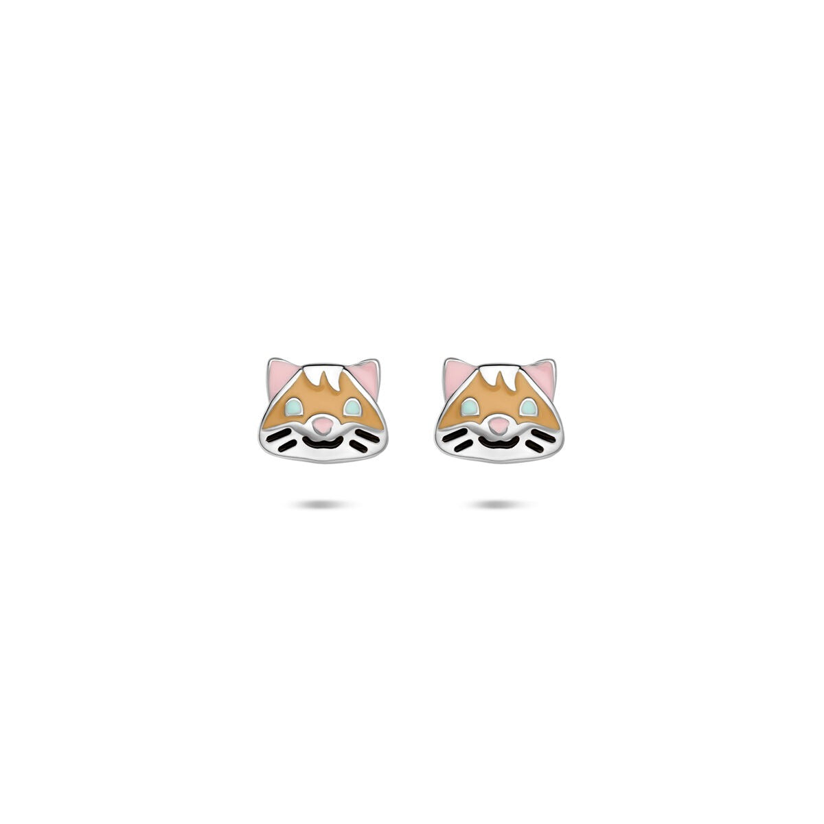 Boucles d'oreilles en argent avec émail, en forme de hamster, mesurant 5 x 6 mm.