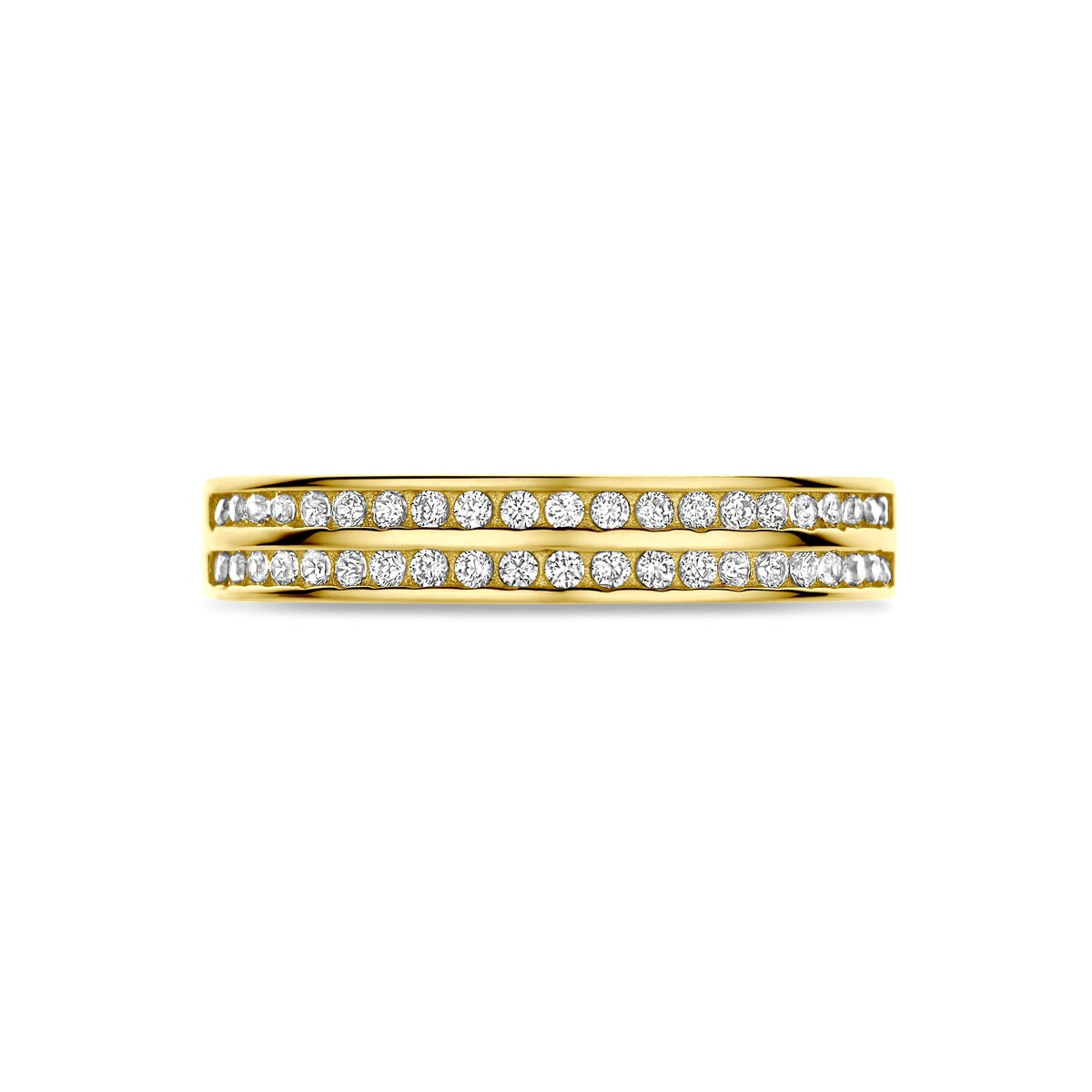 Bague en or jaune 14k avec zircone – alliance sertie, 3.5 mm de large
