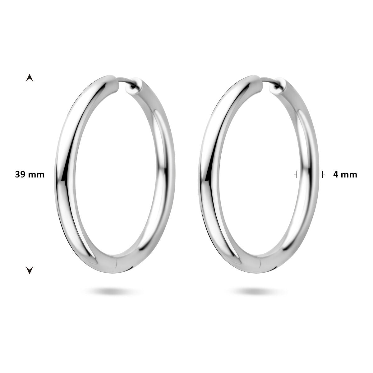Boucles d'oreilles à clapet en argent rhodié 925 39 mm