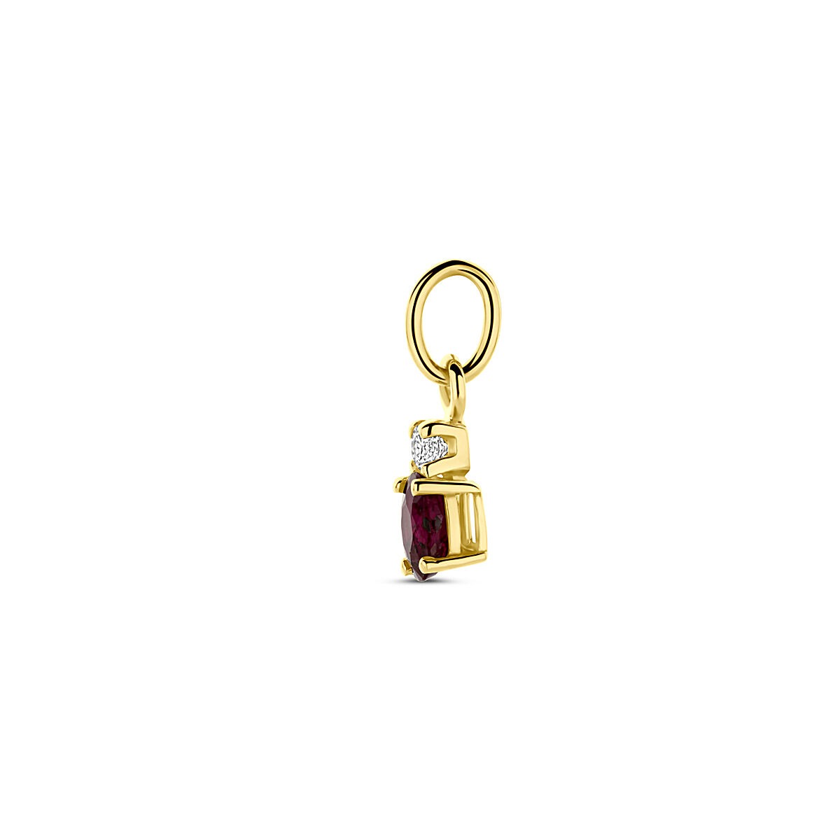Pendentif en or jaune 14k avec rubis et zircone – 12 mm