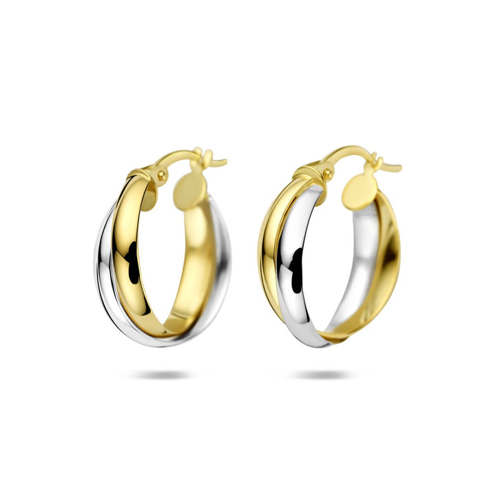 14k bicolor oorringen in geel- en witgoud