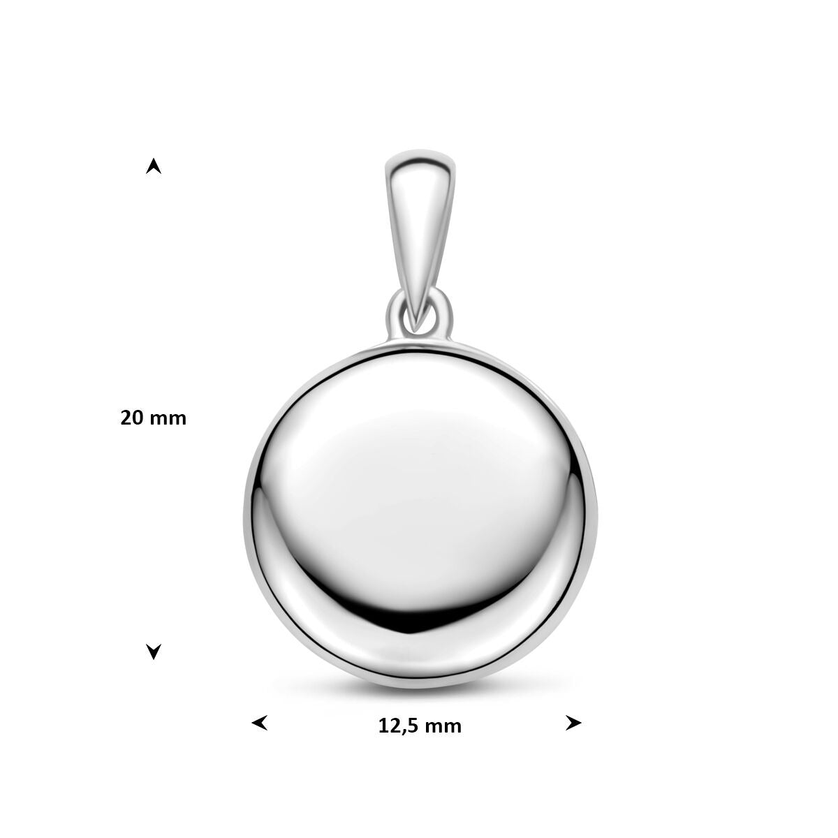 Médaillon rond en argent 925 rhodié