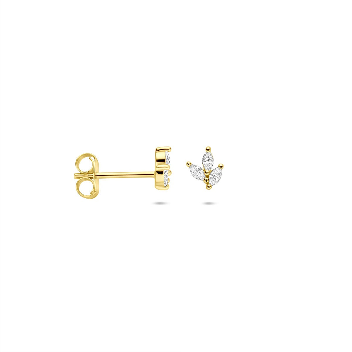 Puces d'oreilles en argent plaqué or avec zircone marquise