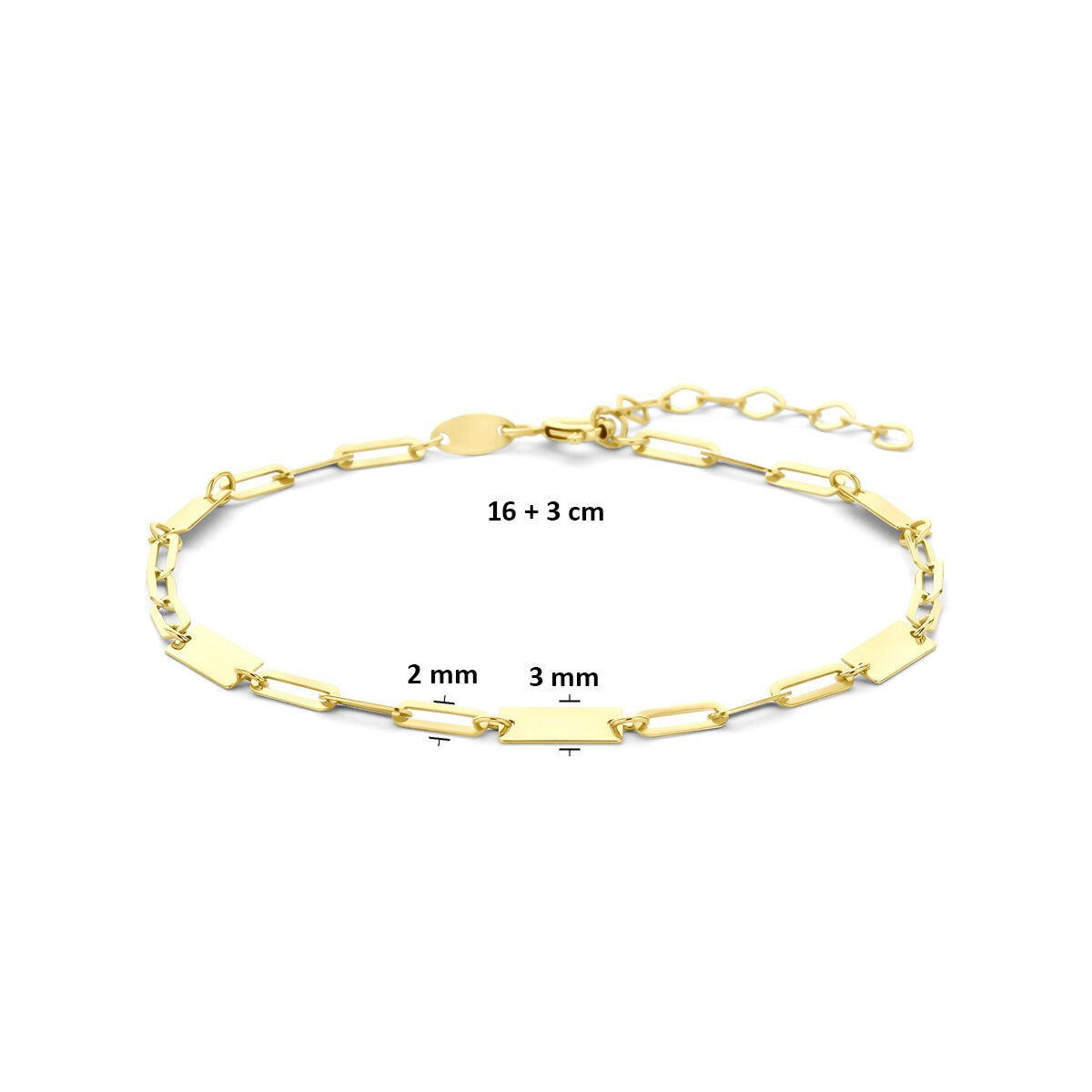 bracelet en or jaune 9k avec plaques élégantes