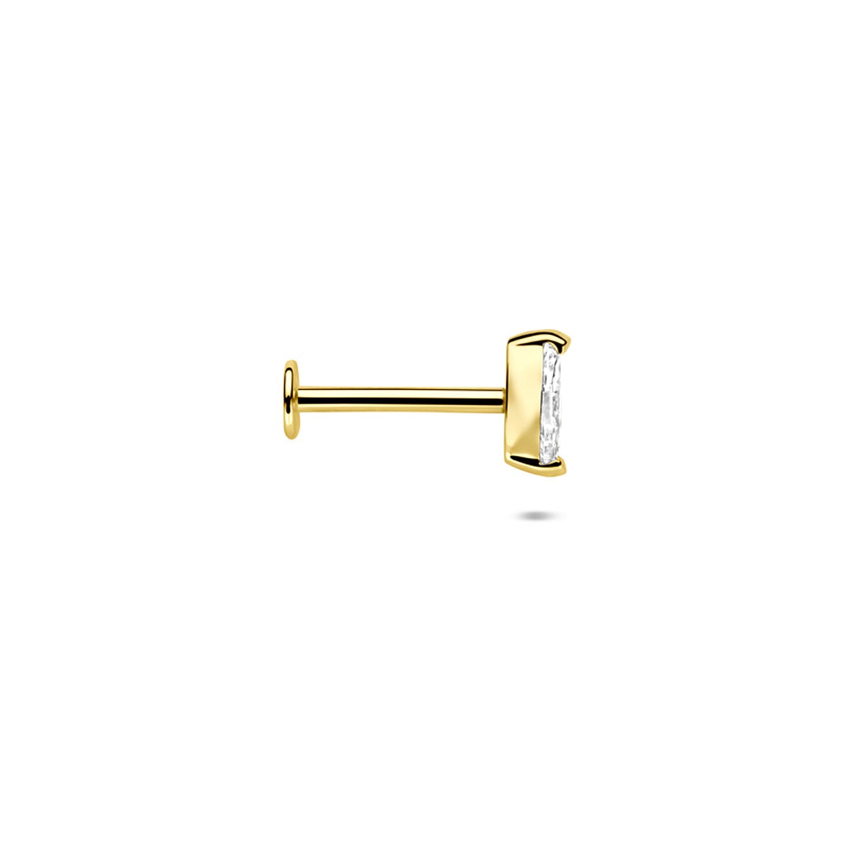 Piercing à dos plat en or jaune 14k avec zircone – éclat raffiné