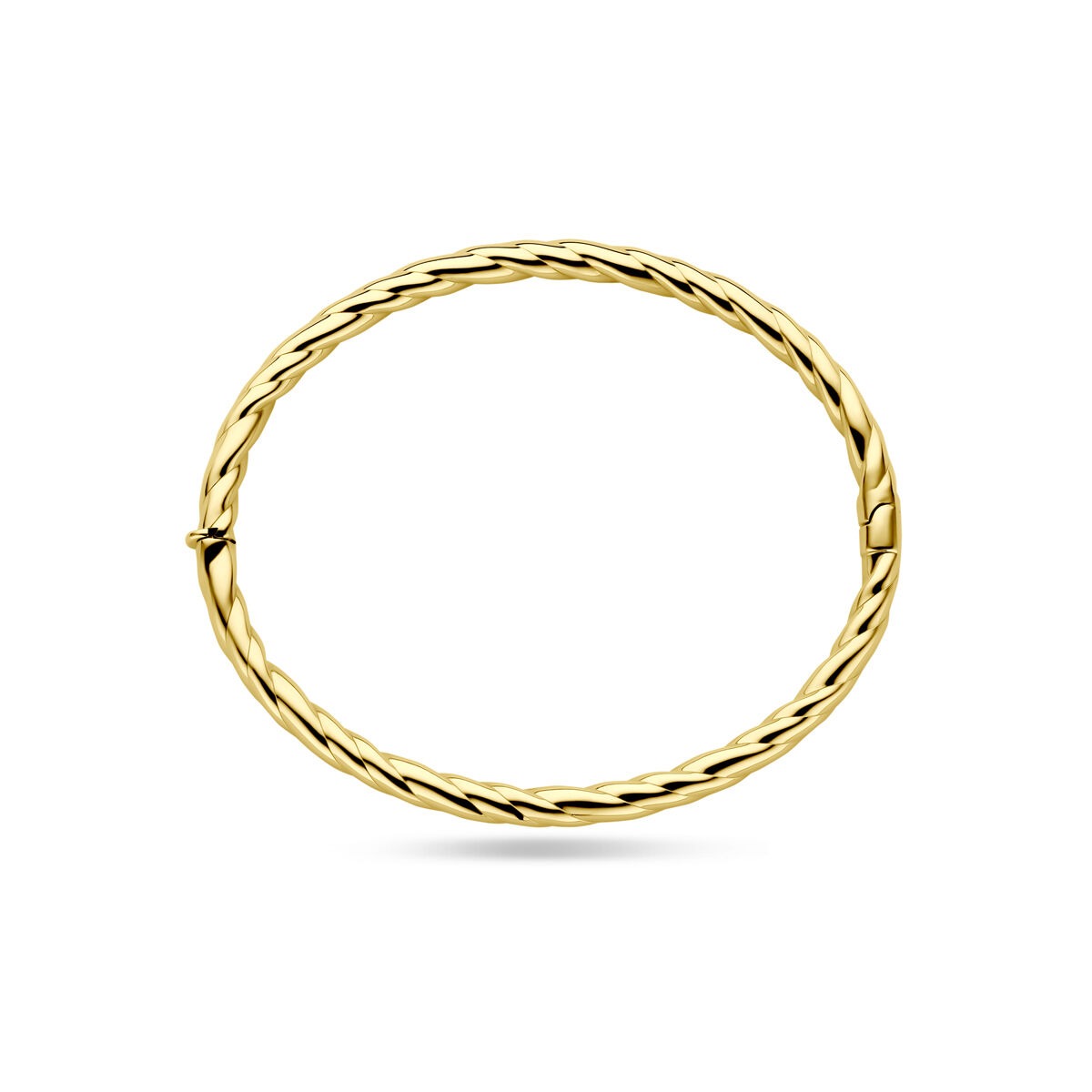 bangle en or jaune 14k avec tube torsadé – 4 mm de large, diamètre 60 mm