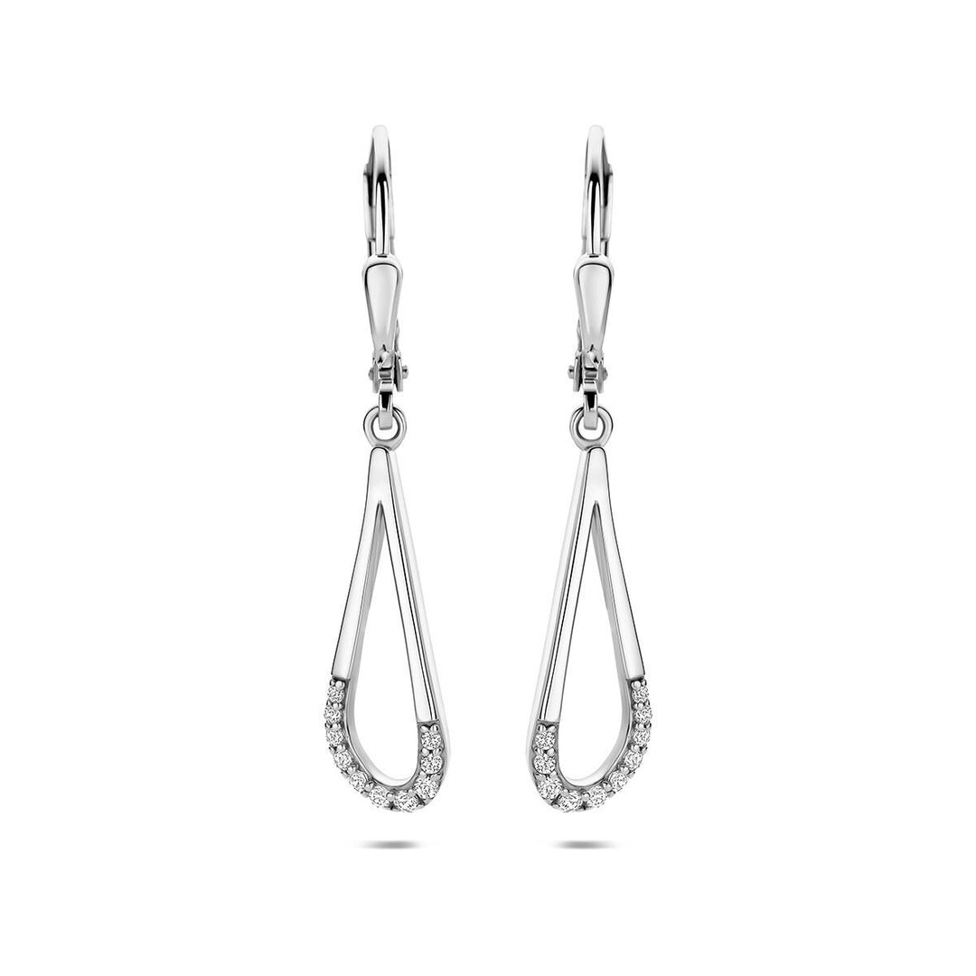 Gerhodineerd 925 zilveren druppel oorhangers met zirkonia