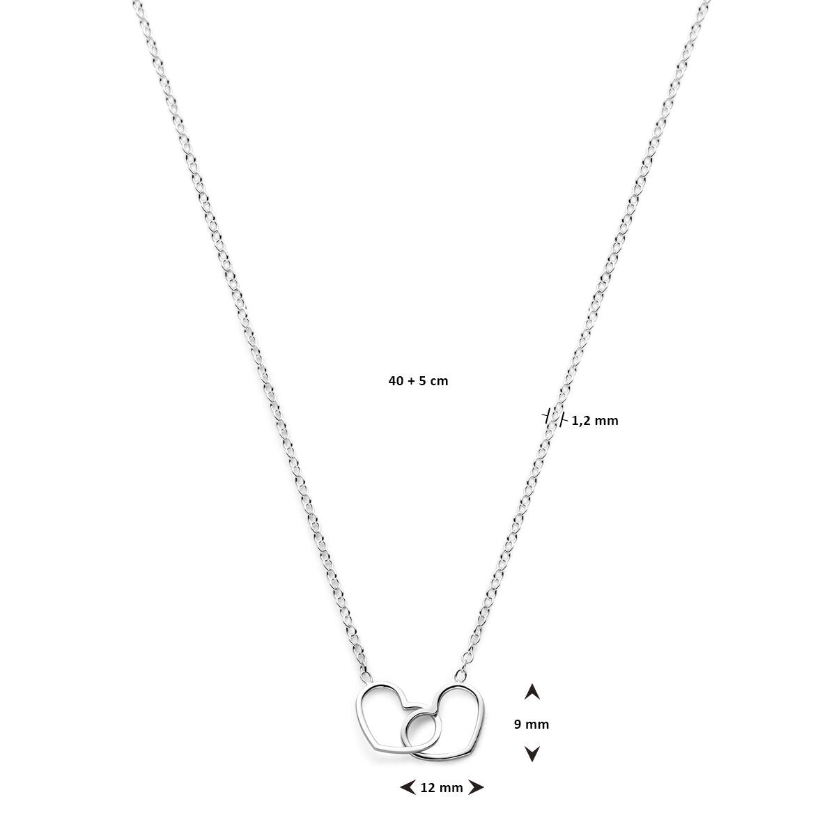 Collier en argent avec cœurs doubles – collier ancre rhodié