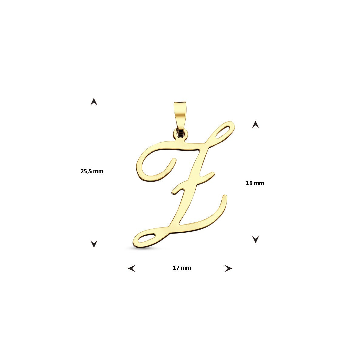 pendentif en forme de lettre en or jaune 14k pour femme