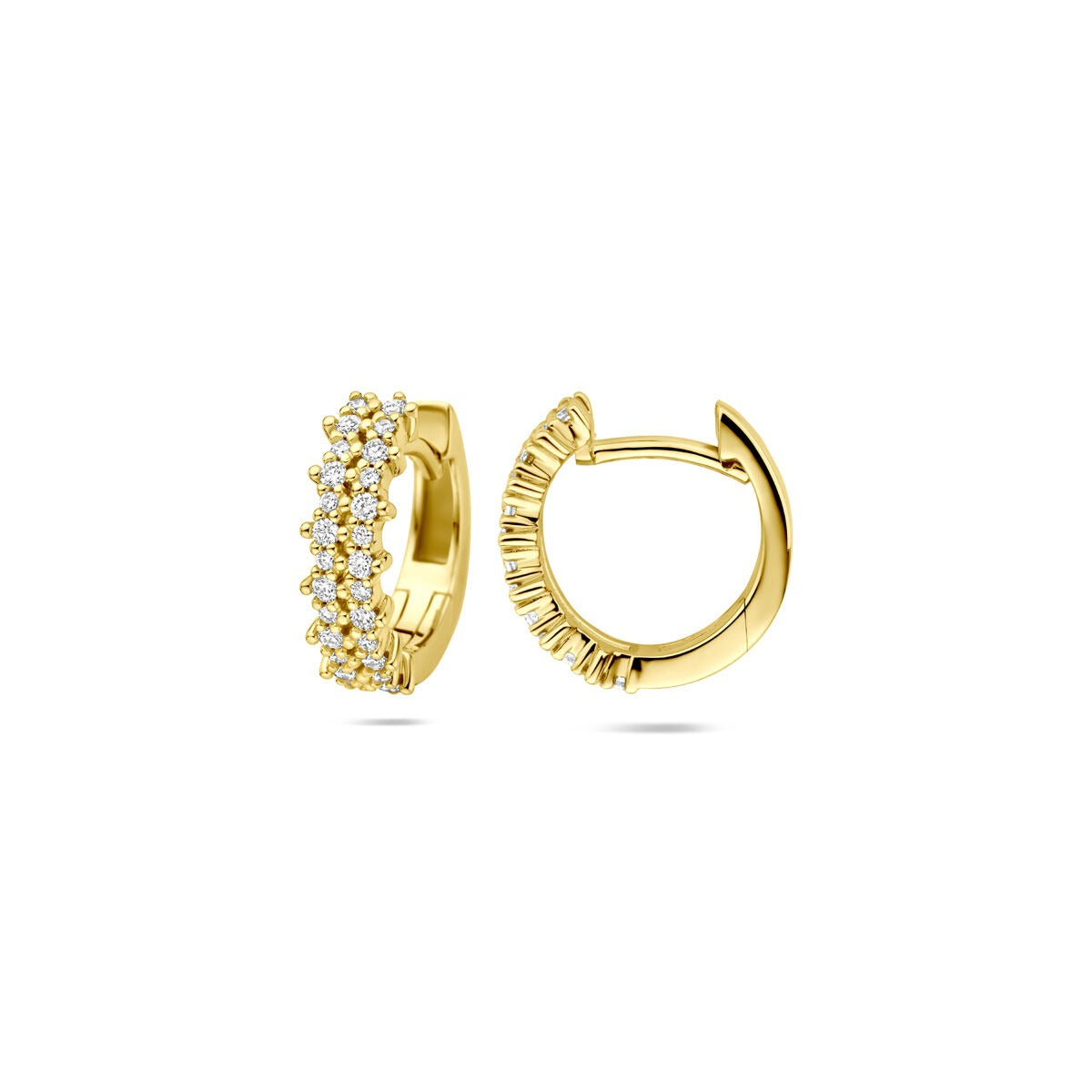 Créoles en or jaune 14k avec diamant – 0.27 ct, 12.5 x 4 mm