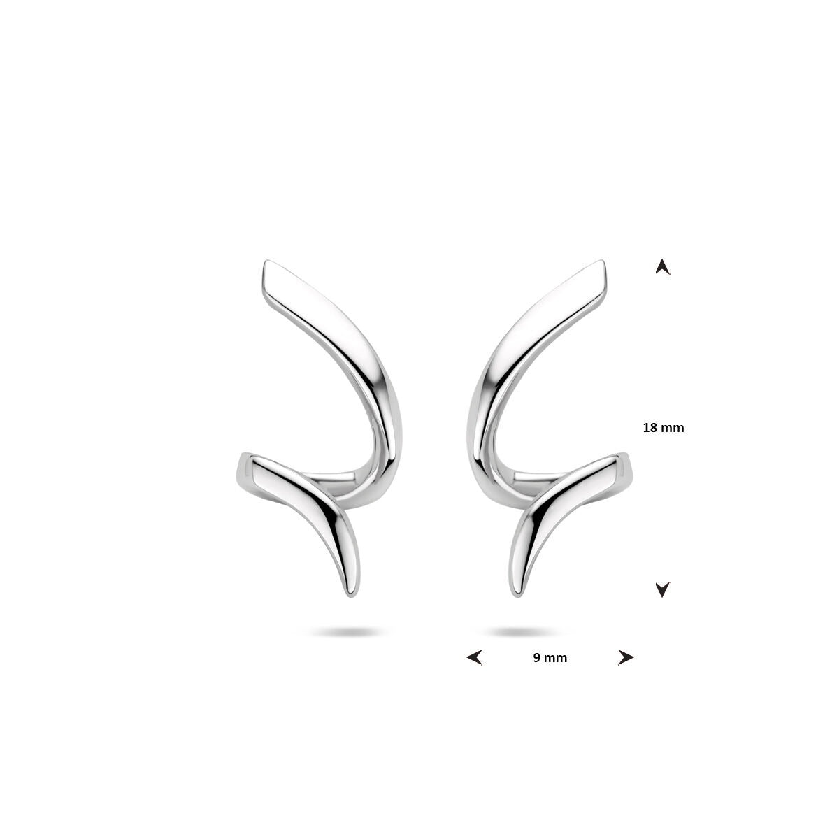Puces d'oreilles en argent torsadées – rhodiées 925 argent, 18 x 9 mm
