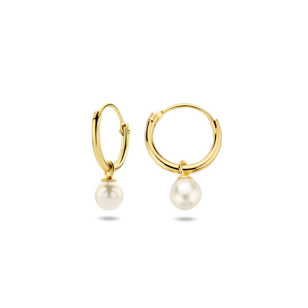 Gouden oorringen met zoetwaterparel – 14k
