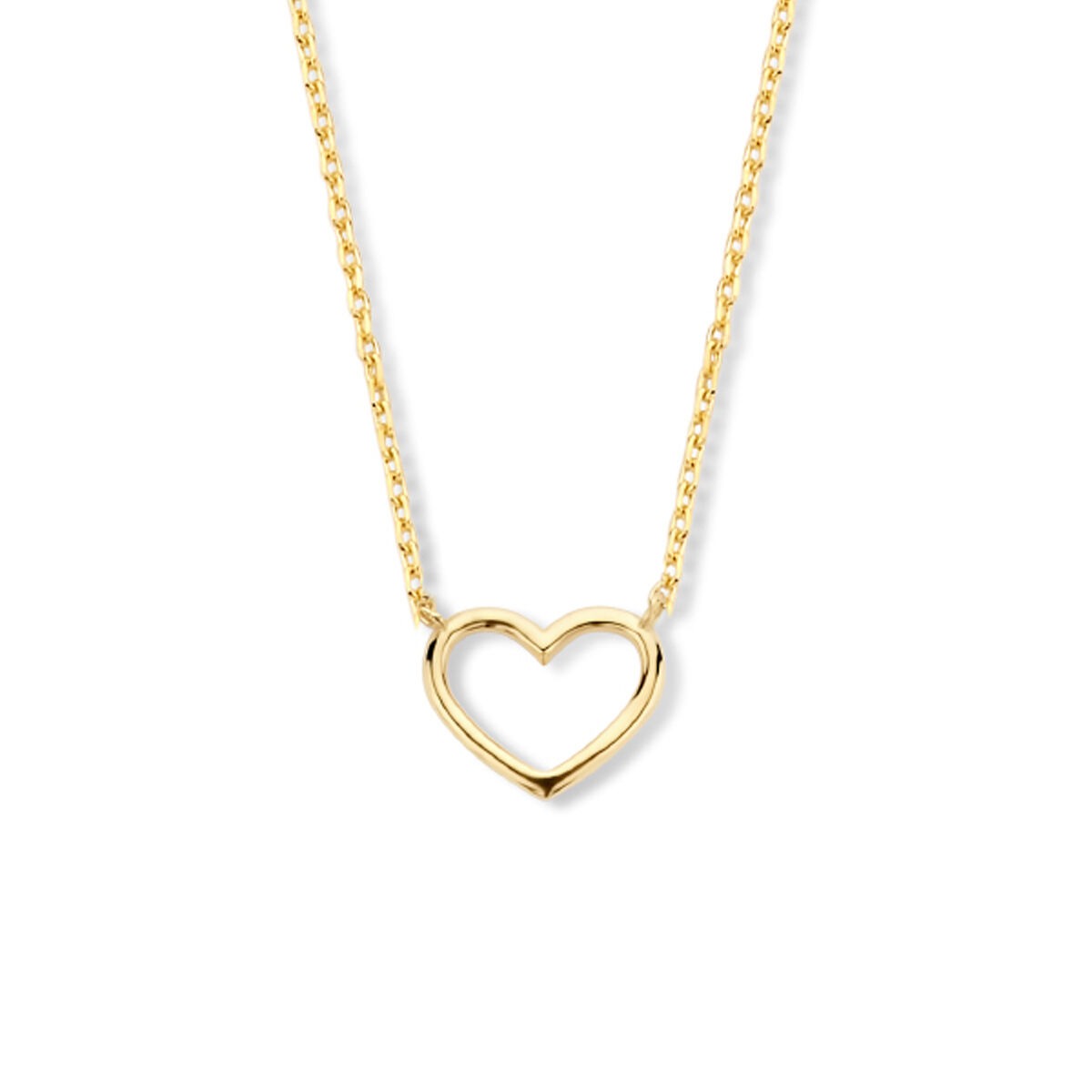 Collier en or jaune avec un pendentif en forme de cœur.
