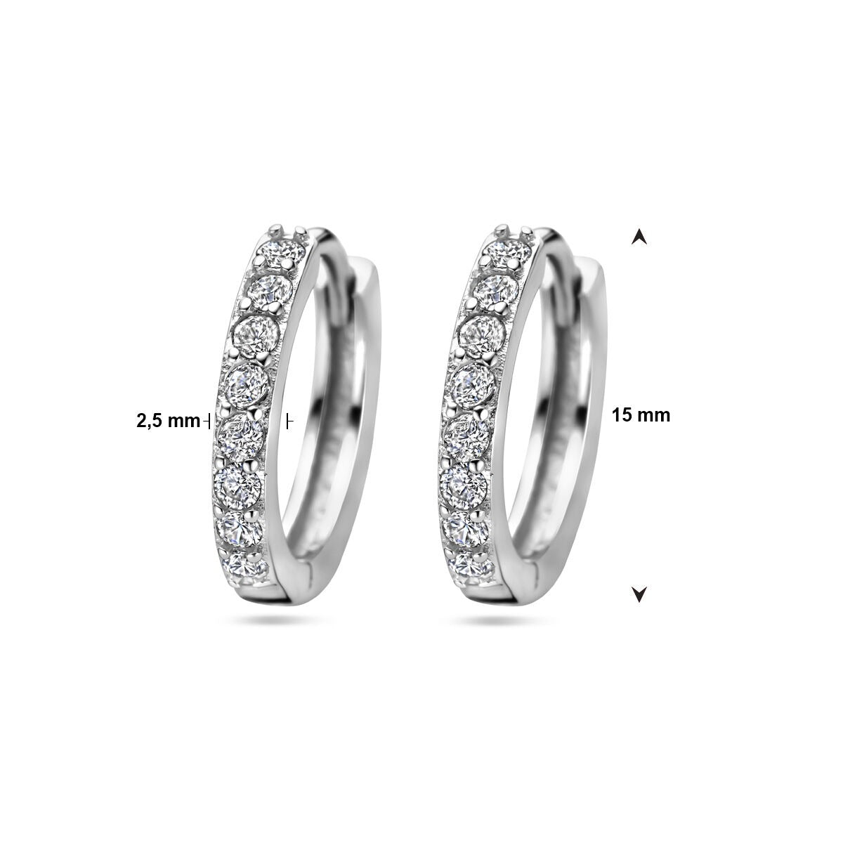 Créoles en argent avec zircone – rhodiées, partie de l'ensemble