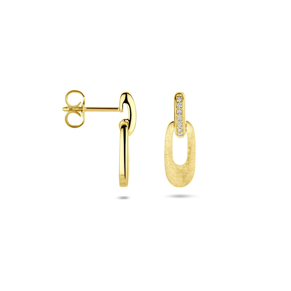 boucles d'oreilles en or jaune 14k avec diamant taillé en brillant 0.04ct