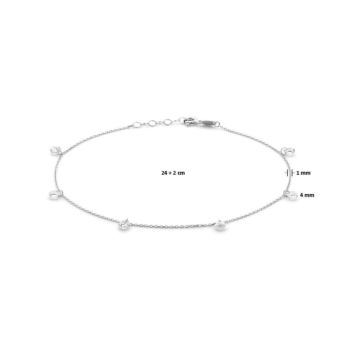 Bracelet de cheville en Argent Rhodié avec Zircone