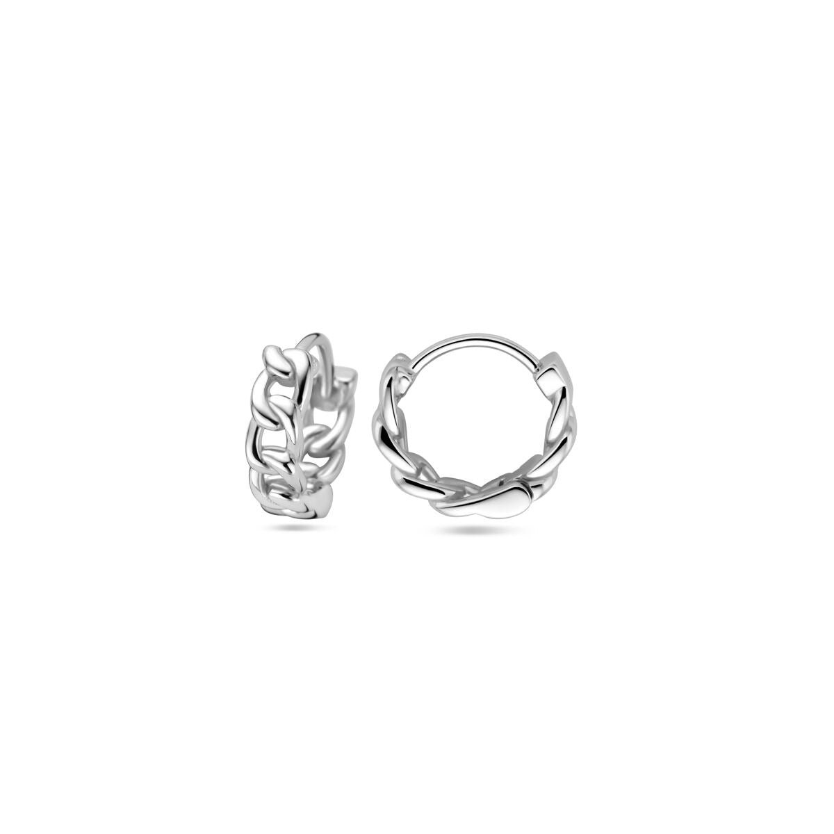 Créoles en argent avec motif de maille – rhodiées 925