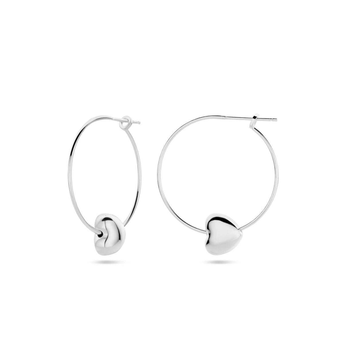 Boucles d'oreilles en argent pour femme en forme de cœur – rhodiées 31 mm