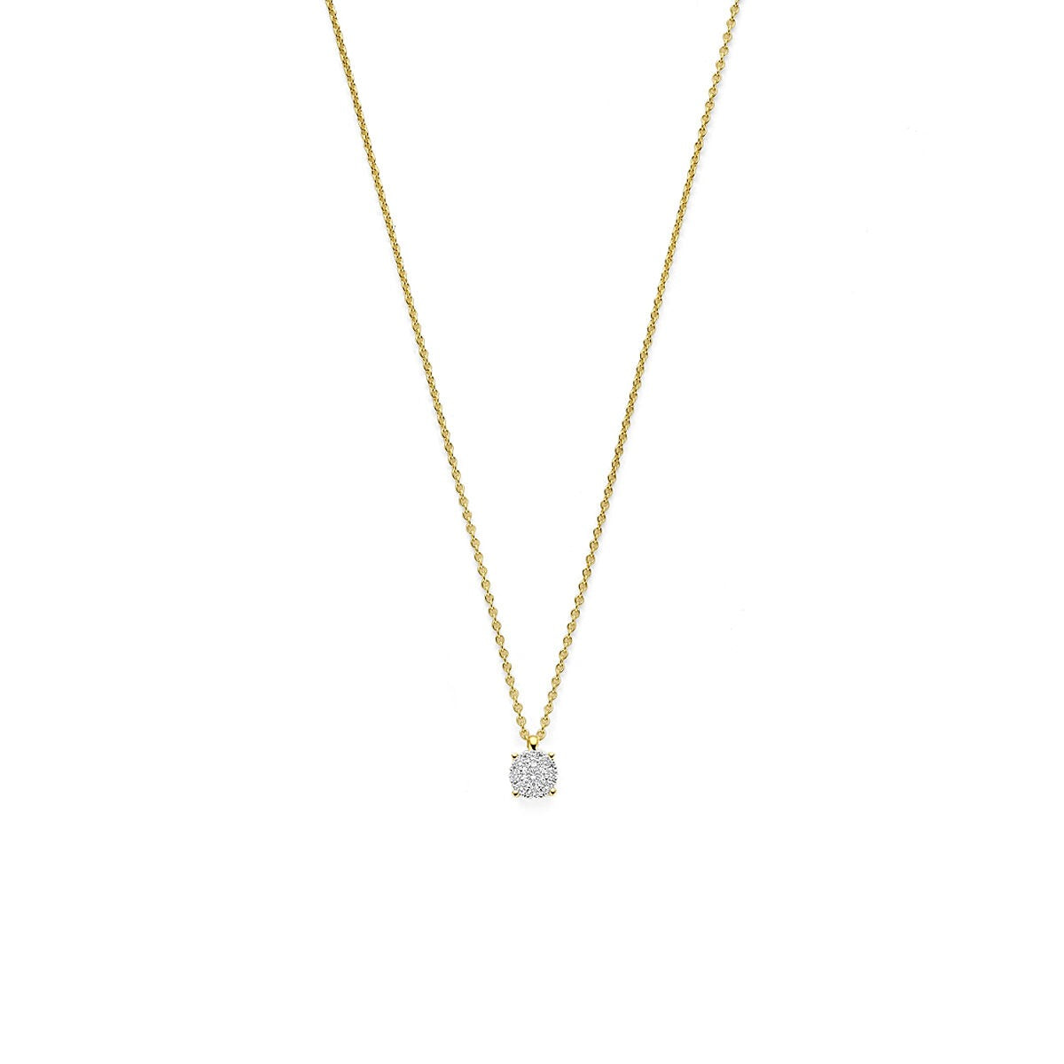 Collier bicolore en or 14 carats avec pendentif en diamant.